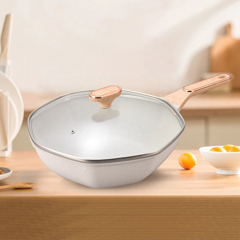 Octagonal Long Handle Medical Stone Cookware Nonstick Stew Pot