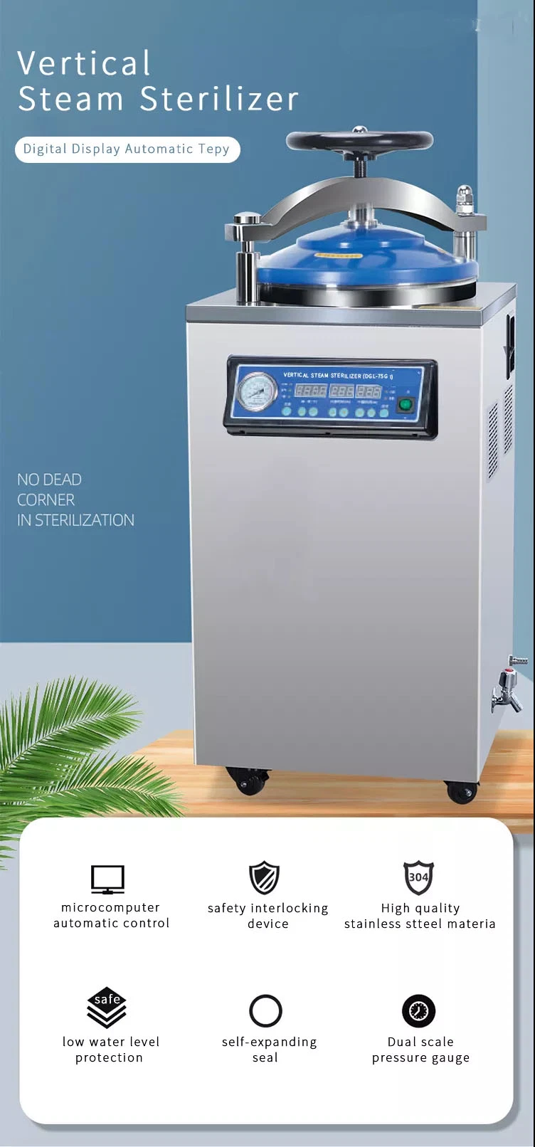 High Quality Vertical Steam Sterilizer with Microcomputer Automatic Control for Sale