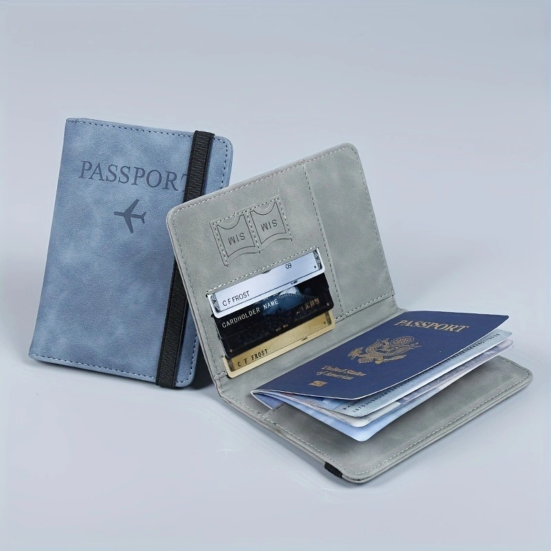 Promotional Portable PU Passport Ticket Holder Protector Elastic Band Passport Holder