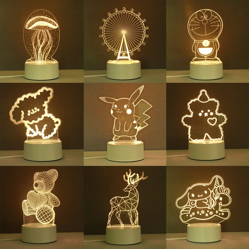 Valentine&prime;s Promotion Gifts Custom 3D Creative Lights Acrylic LED Illusion Night Lamp