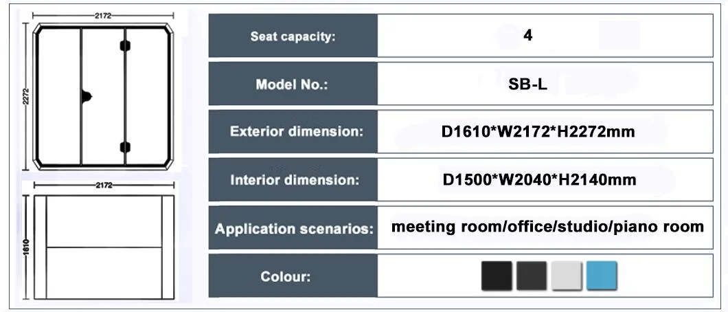 2022 Acoustic Phone Booth Soundproof Office Pod Overall Mold Production Interpreter Booth Prefab Houses Telephone Booth for Sale