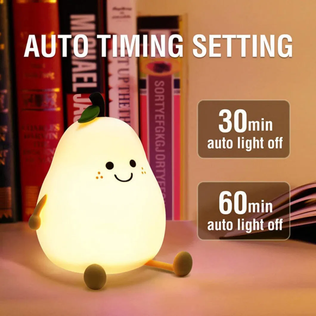 Creative LED Pear Bedside Sleeping Lamp USB Charging Regardless Silicone Night Lights