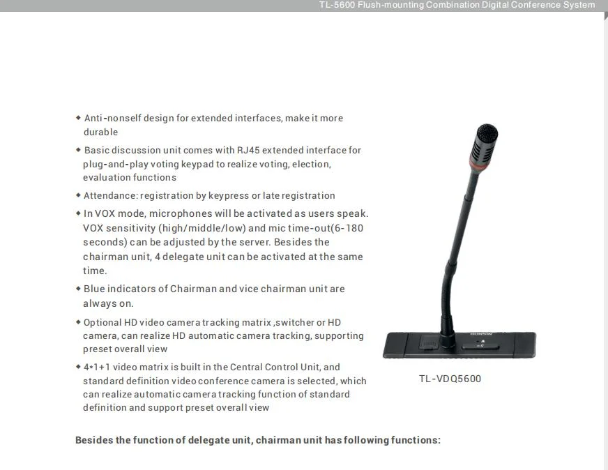 Conference System Loudspeaker Discussion System with 6 Channels Languages Conference Interpretation and Electronic Voting System