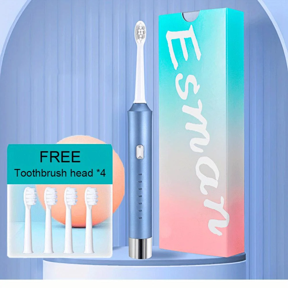 6-Speed Metal Shaft Electric Ultrasonic USB Charging Toothbrush for Adult