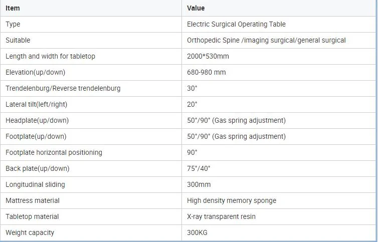 Advanced Hot Selling He-608-P Electro-Hydraulic Operating Table Medical Machinery