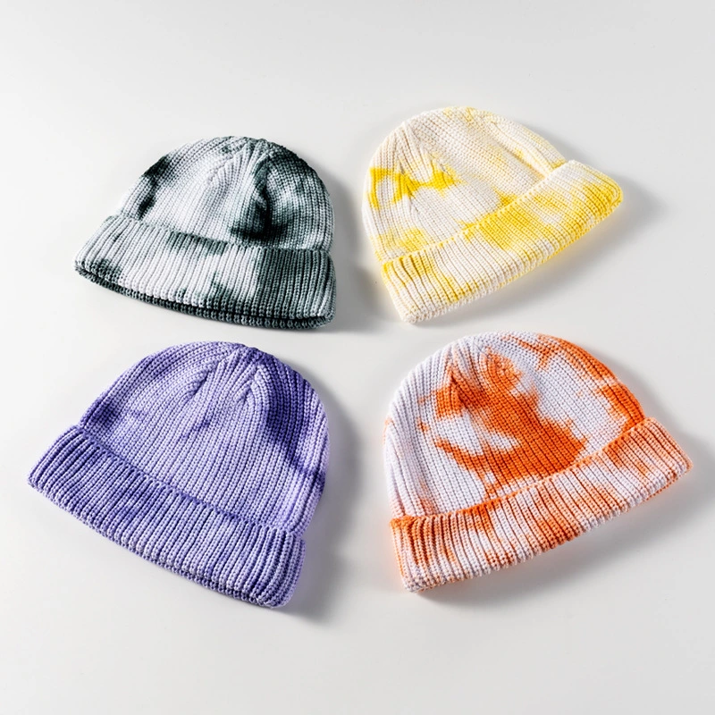 Autumn and Winter Hip Hop Yuppie Cold Hat Japanese Tie Dye Woolen Hat Men&prime; S Retro Street Ins Tide Brand Knitted Hat Custom Female