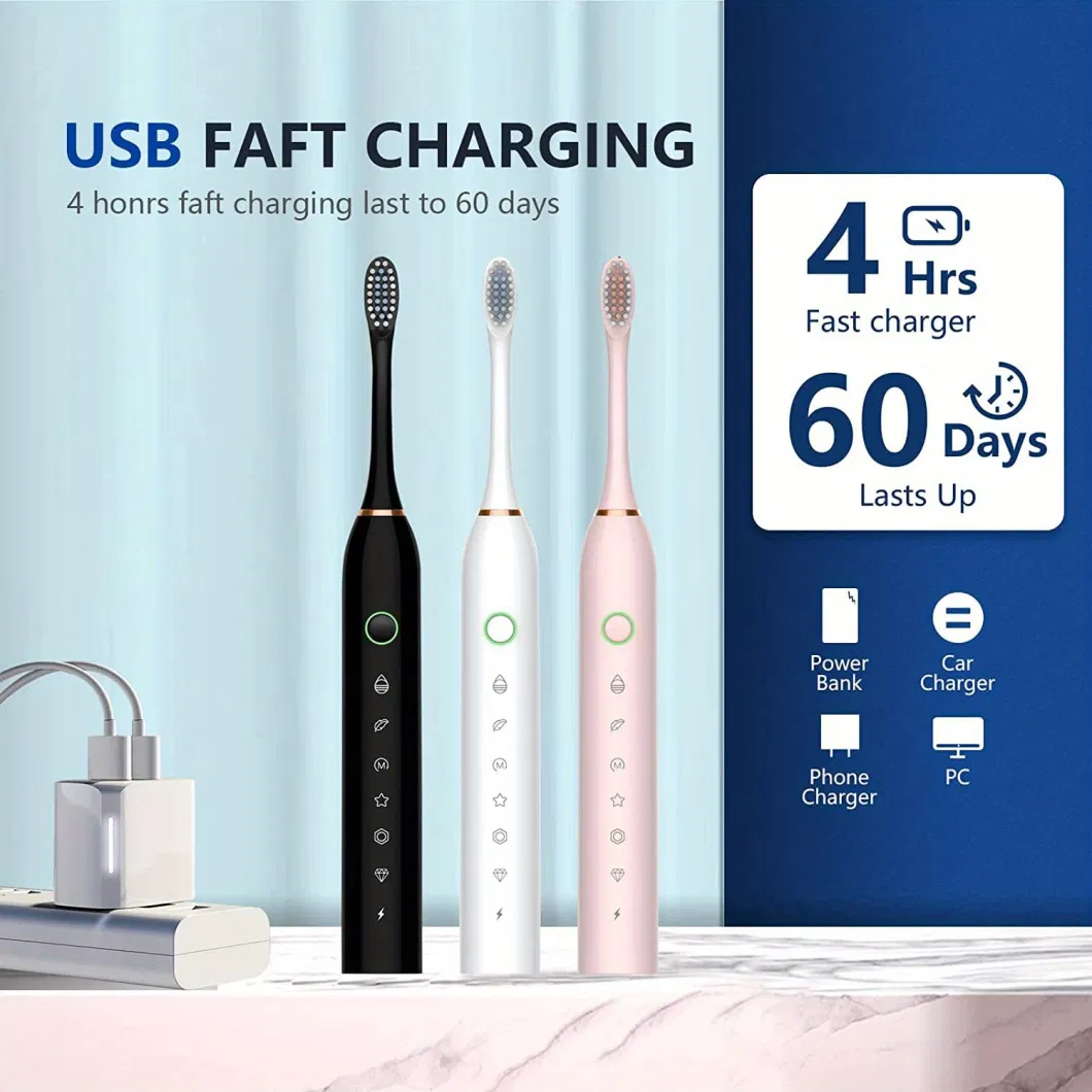 Rechargeable 2 Minute Smart Timer Automatic Silicone Electric Toothbrush