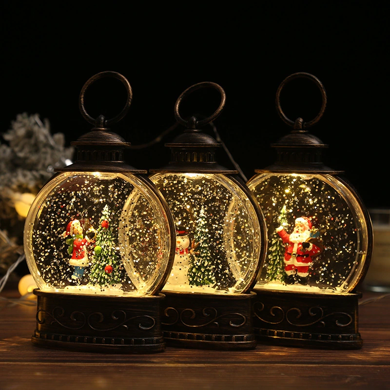 Christmas Decoration Wind Lantern Christmas Gift Accompanying Gift Santa Claus Water Injection Night Light Christmas Small Ornament