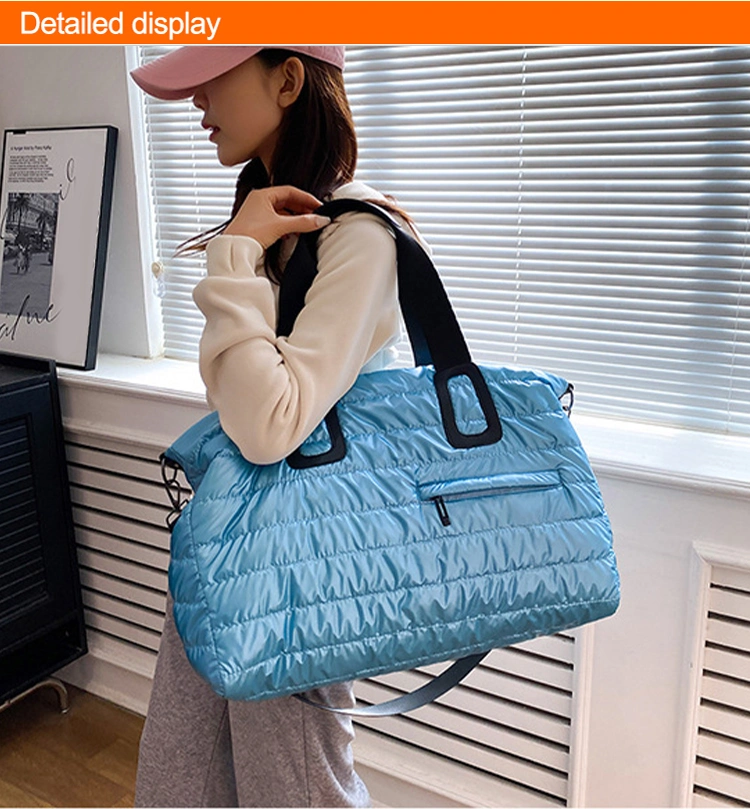 Fashion Padded Nylon Fabric Lightweight Puffer Bag Travel Quilted Puffer Duffle Tote Bag