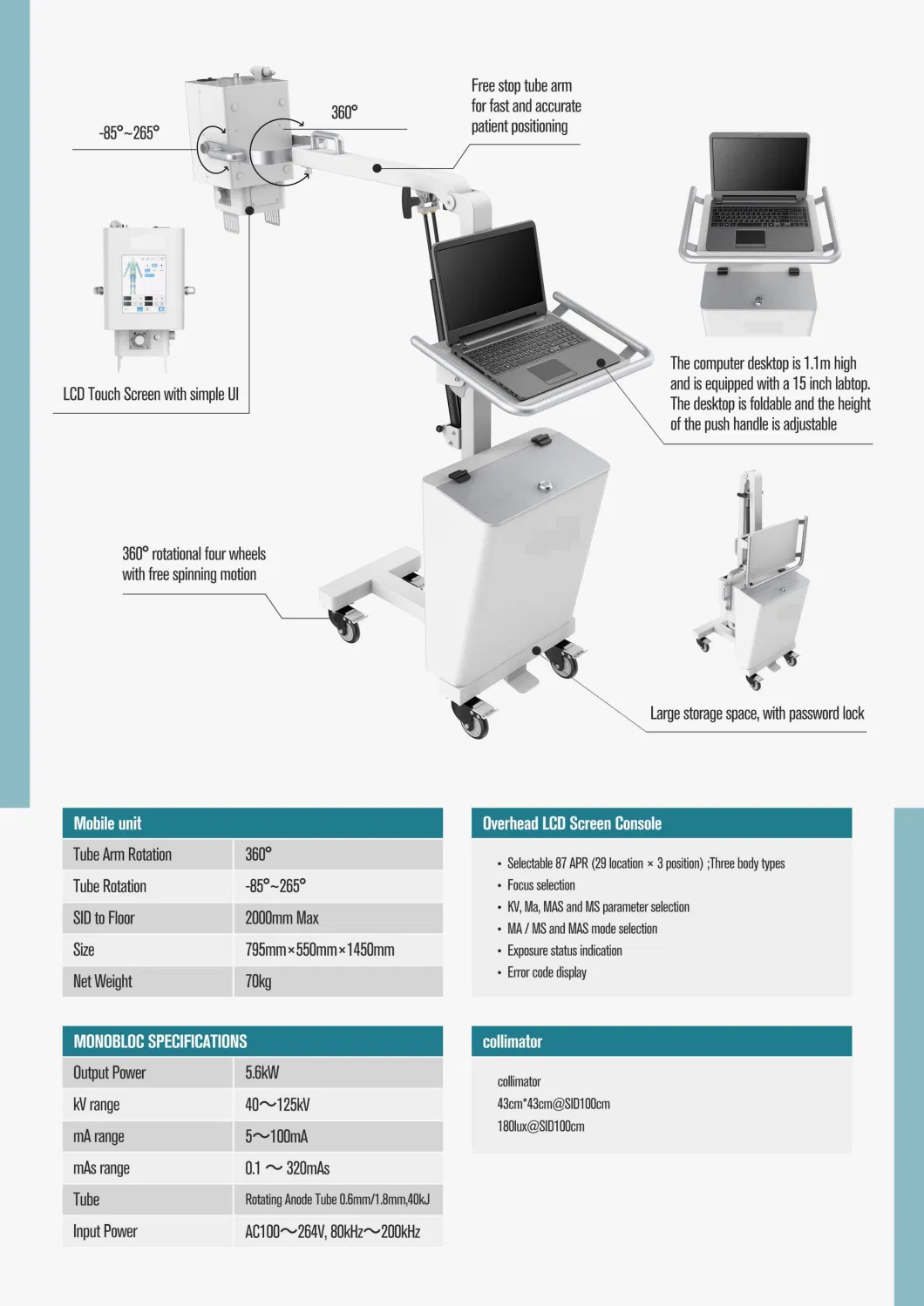 High-Frequency X-ray Machine Hospital Medical Equipment High Frequency Portable Mobile Digital Xray X Ray Foinoe X-ray Machine