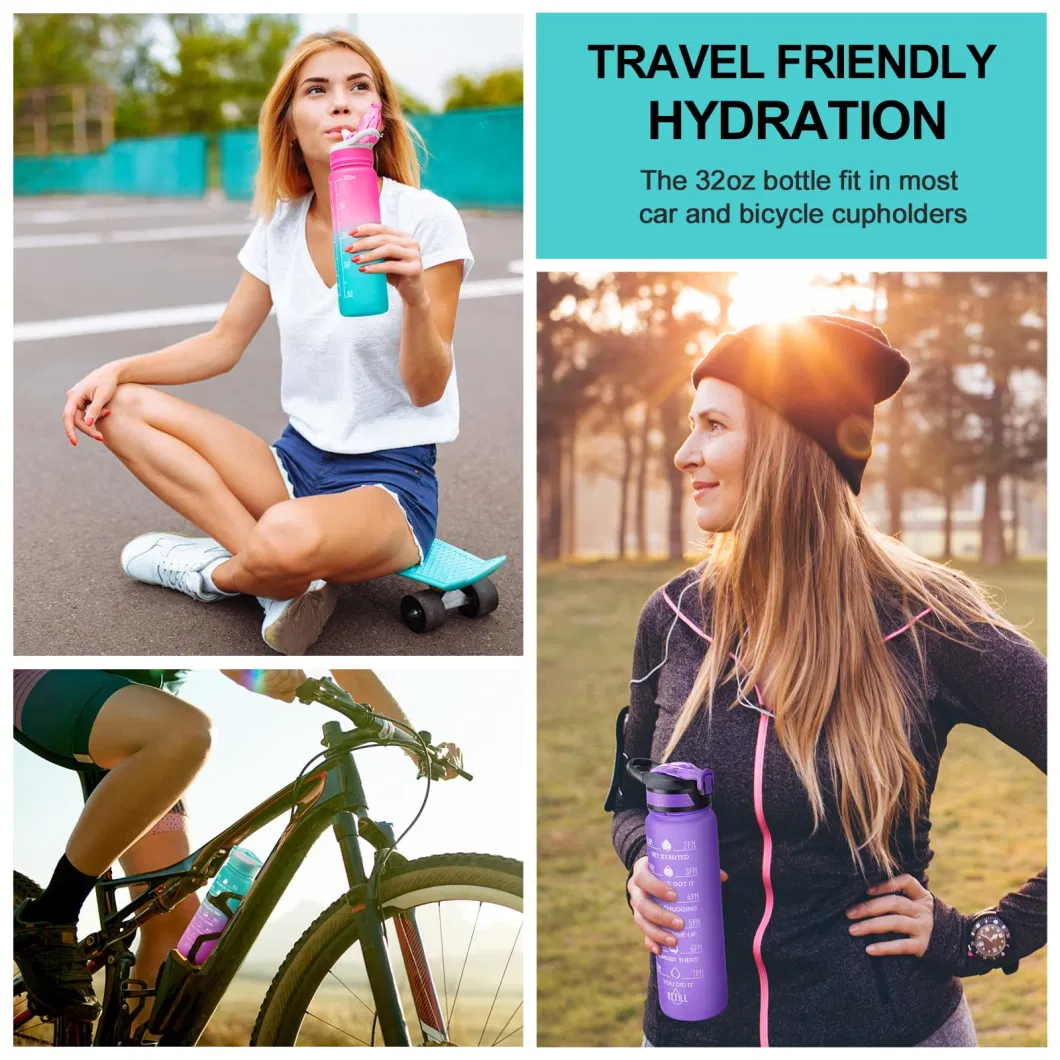 Hot Sale lip Top Durable BPA Free Leakproof Motivational Sports Water Bottle