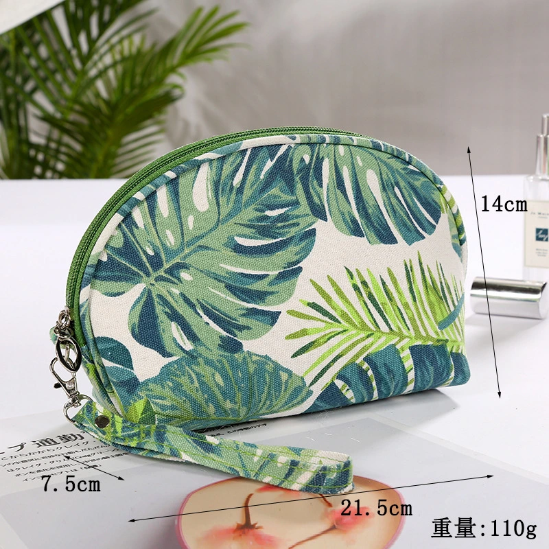 Makeup Bag Large Capacity Canvas Travel Leaf Printed Travel Portable Toiletry Bag