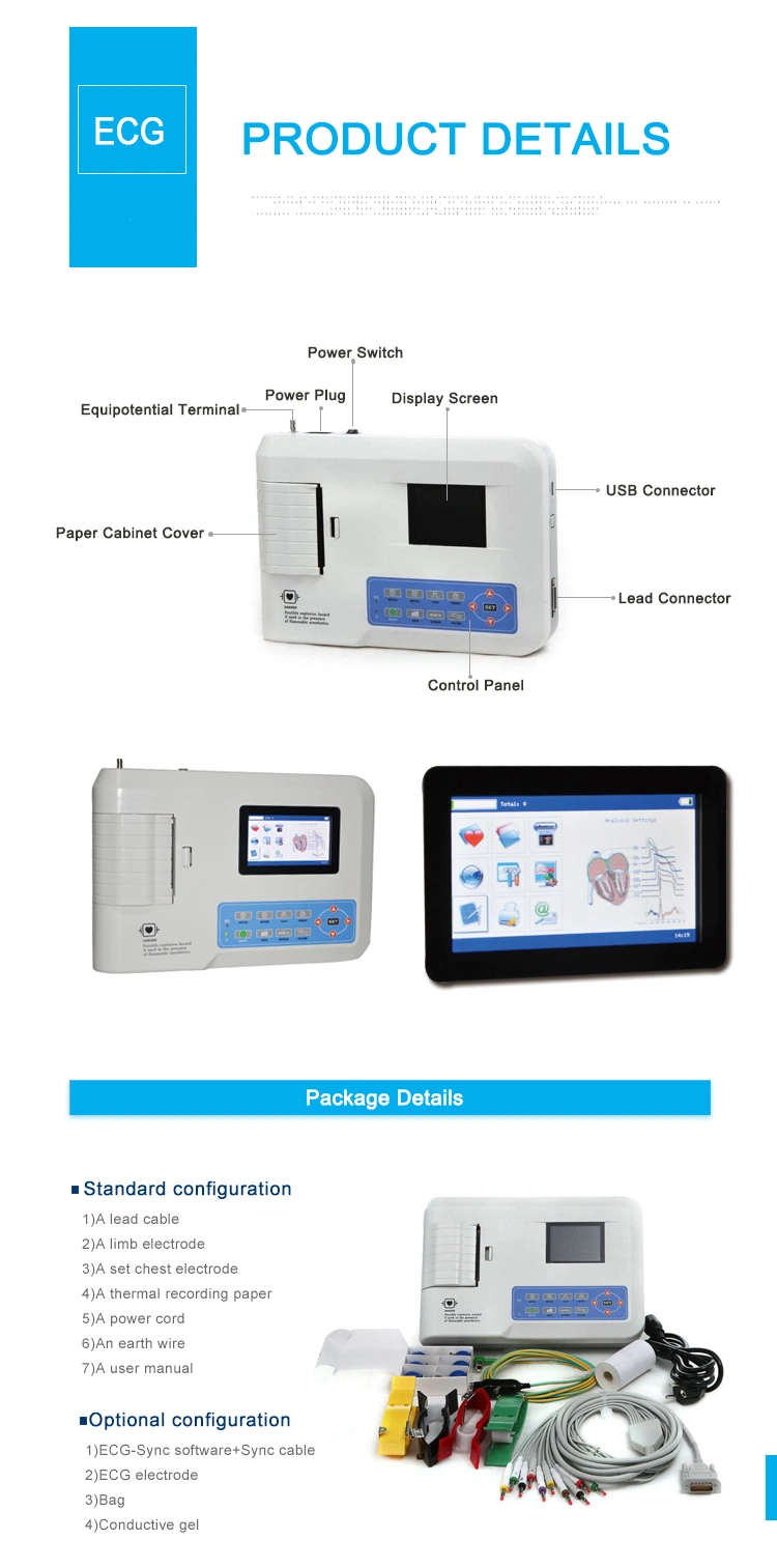 Cheap Price PC Based Hot Sale 3 6 12 Channel ECG Monitor Medical Equipment Foinoe ECG Portable ECG Machine for Hospital