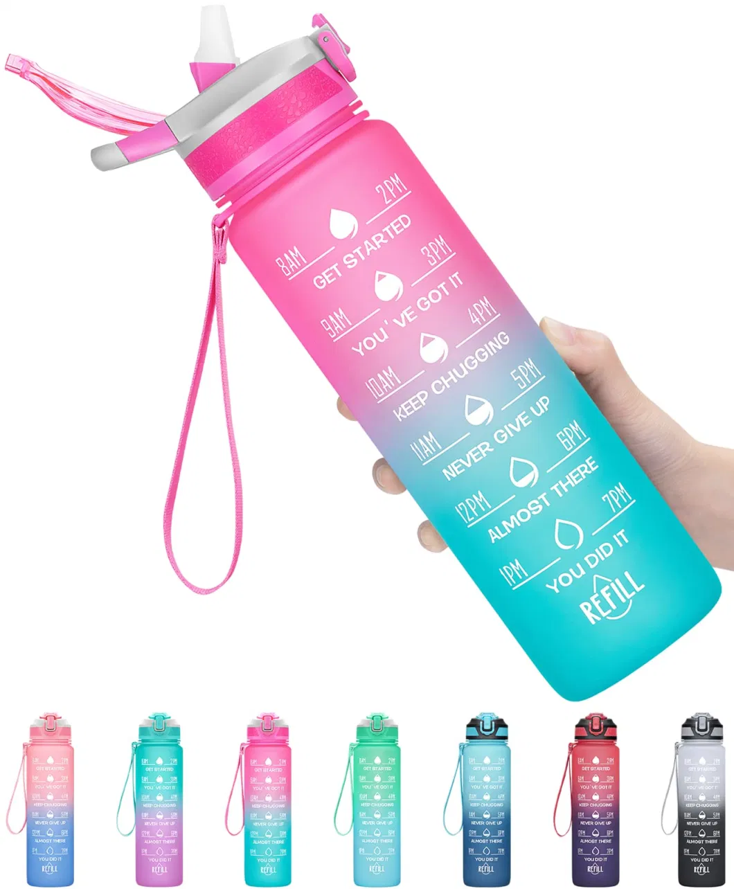 Hot Sale lip Top Durable BPA Free Leakproof Motivational Sports Water Bottle