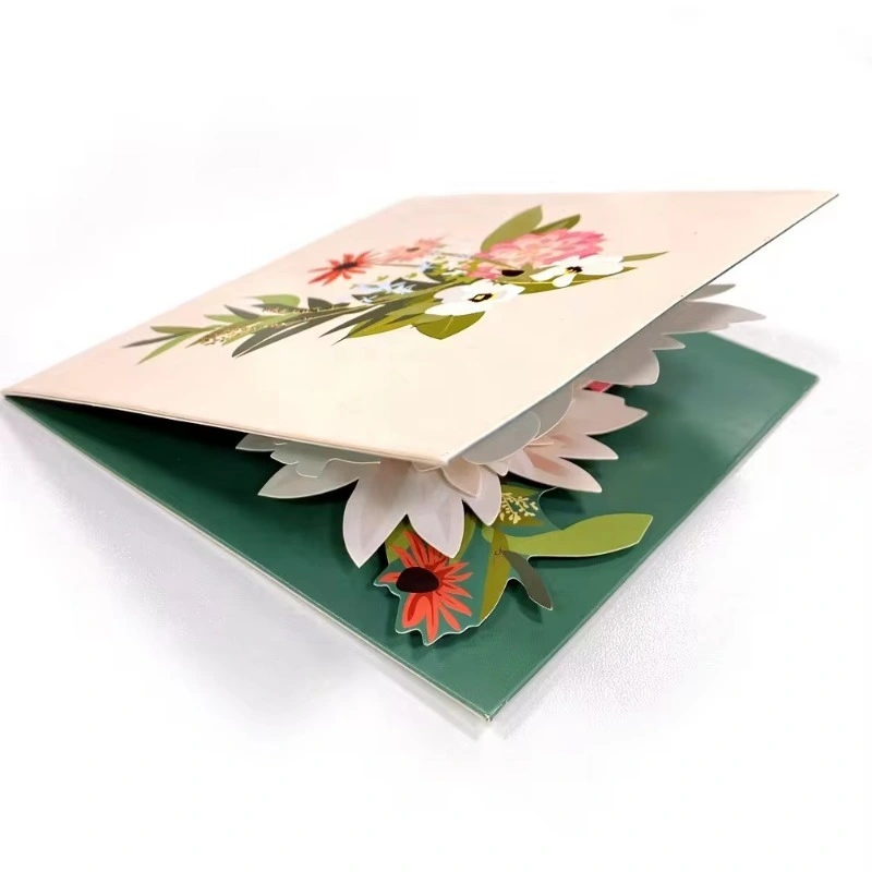 Hot Sale 3D Popup Lily Flower Birthday Mother&prime;s Day Thanksgiving Message Greeting Card