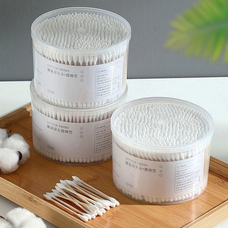 500-Thread Box Disposable Double-Head Bamboo Stick Cosmetic Cleaning Bag Cotton Swabs