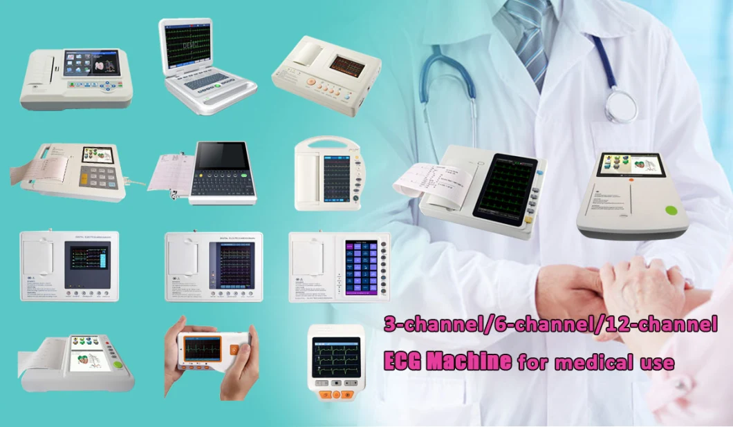 Ltse12 Portable 3 Channel 12-Lead Color LCD Digital ECG Machine