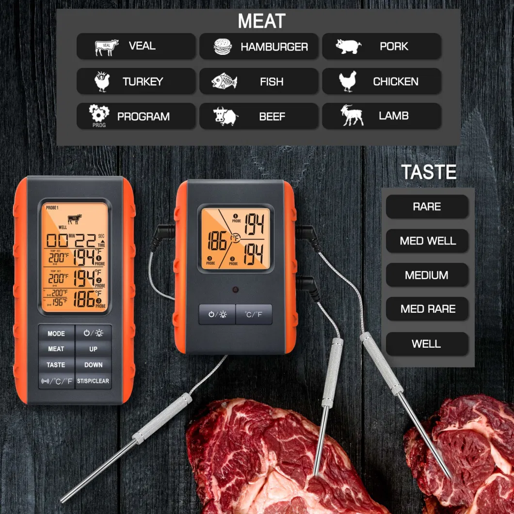 Wireless Meat Thermometer Grilling Smoking Kitchen Food Cooking Candy Thermometer