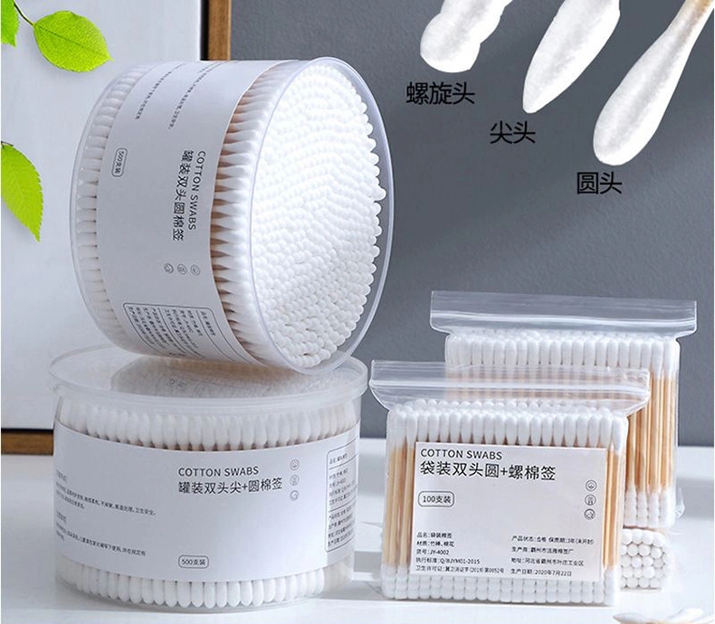 500-Thread Box Disposable Double-Head Bamboo Stick Cosmetic Cleaning Bag Cotton Swabs