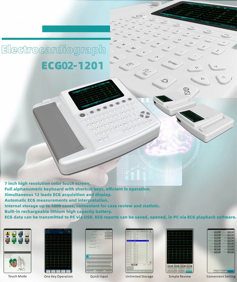 Clinic Equipment Advanced Digital 7 Inch Touch Screen ECG RM02-1201