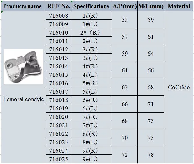 Manufacturer Rsk Femoral Condyle Revision Tka Total Knee Artificial Replacement