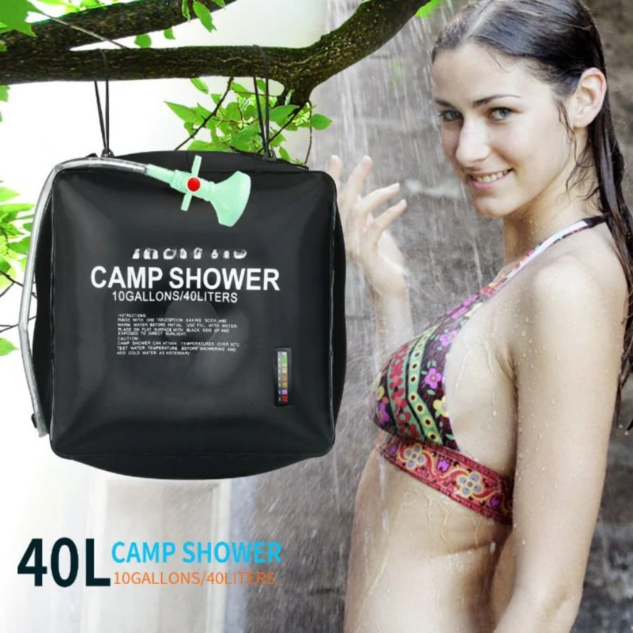 Solar Shower Heating Temperature Hiking Climbing Removable Hose Outdoor Water Bag