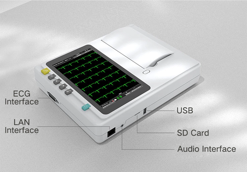 China Manufacturer Factory Wholesale Price Medical Equipment 3 Channel 12 Lead Touch Screen Electrocardiograph Monitor Portable Digital ECG Machine with Printer