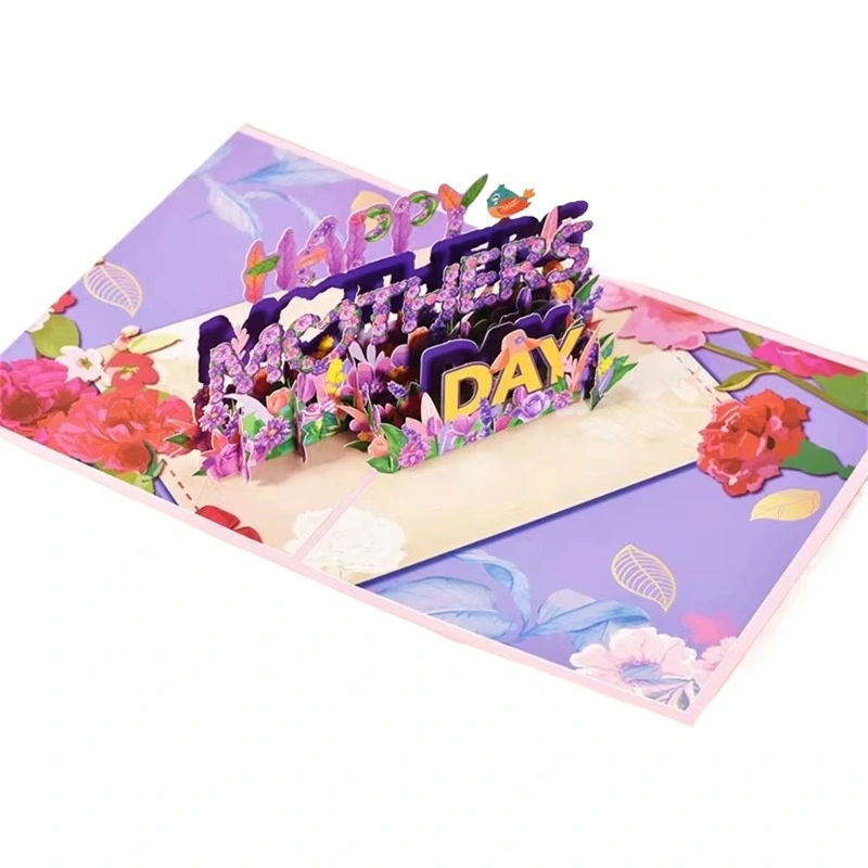 2024 New 3D Pop Up Flower Blessing Envolpe Mother&prime;s Day Engraving Wish Gift Greeting Cards