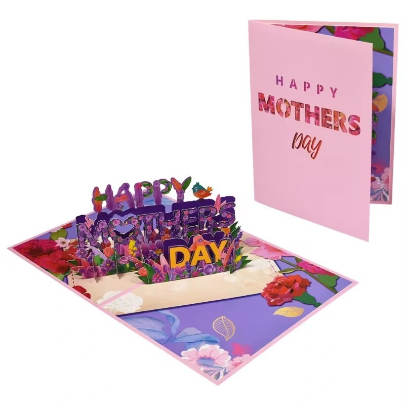 2024 New 3D Pop Up Flower Blessing Envolpe Mother&prime;s Day Engraving Wish Gift Greeting Cards