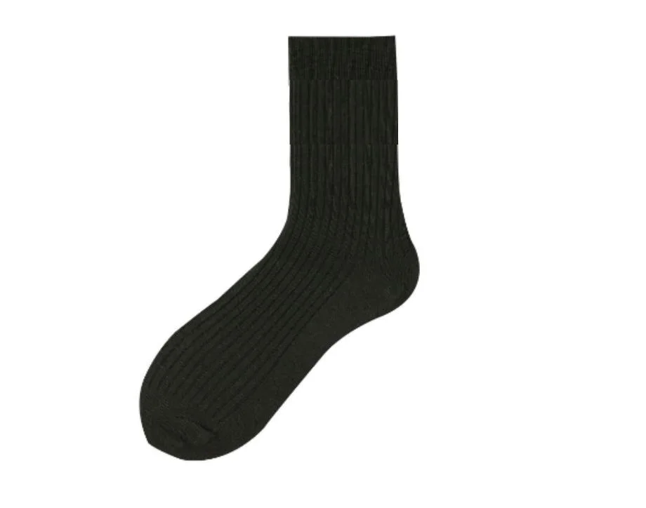 Thick Line Men Solid Color Spring and Summer Thin MID-Tube Japanese Double-Needle Sports Pile Socks