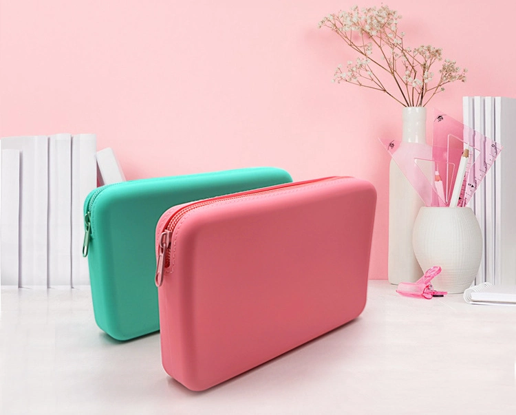 Makeup Brush Silicone Square Daily Toiletries Zipper Solid Color Customizable Cosmetic Bag