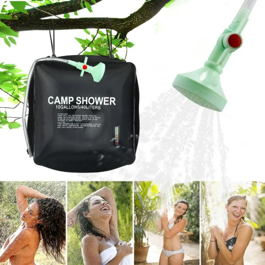 Solar Shower Heating Temperature Hiking Climbing Removable Hose Outdoor Water Bag