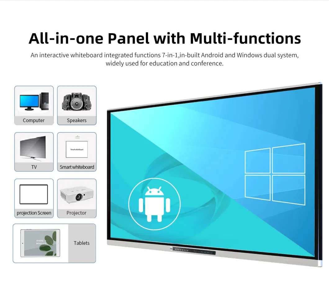 Multi-Language Real-Time Translation English Tuition Institutions Must Have Interactive Intelligent Whiteboard 55-110 Inches LED TV Dual System Factory Price