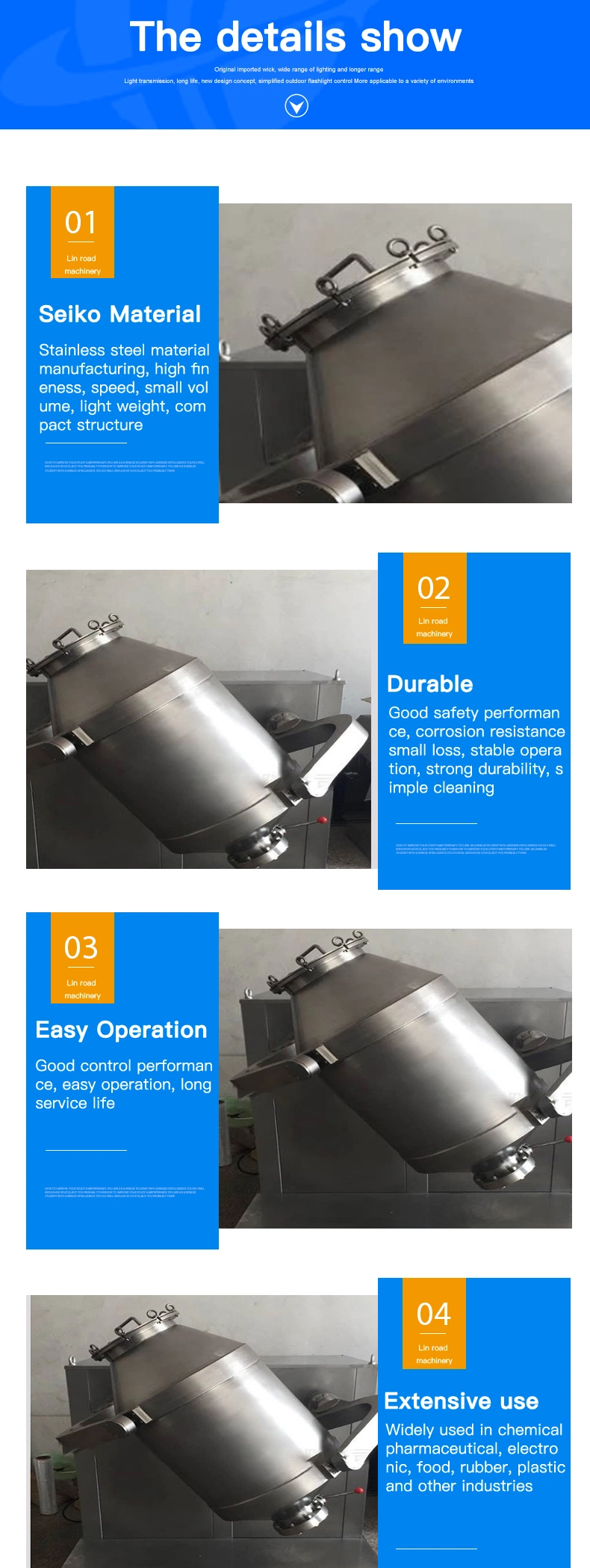 Stainless Steel Small Pharmaceutical Chemical Medical Granules Herb Dry Powder Three Dimensional Mixer Machine