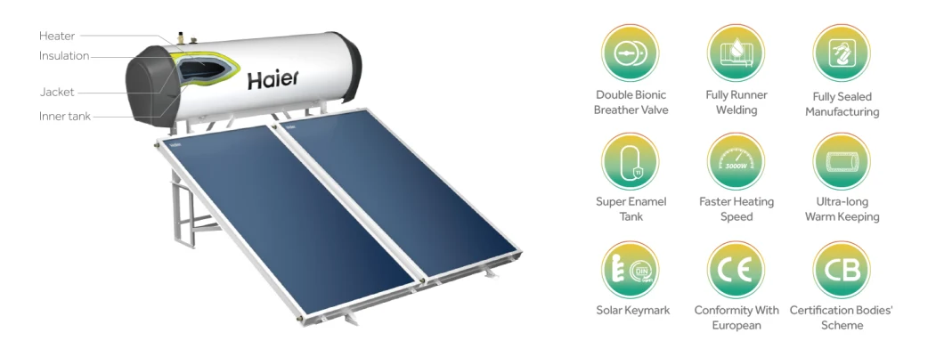 Haier Popular High Performance Integrated Flat Plate Pressurized Solar System Hot Water Heater