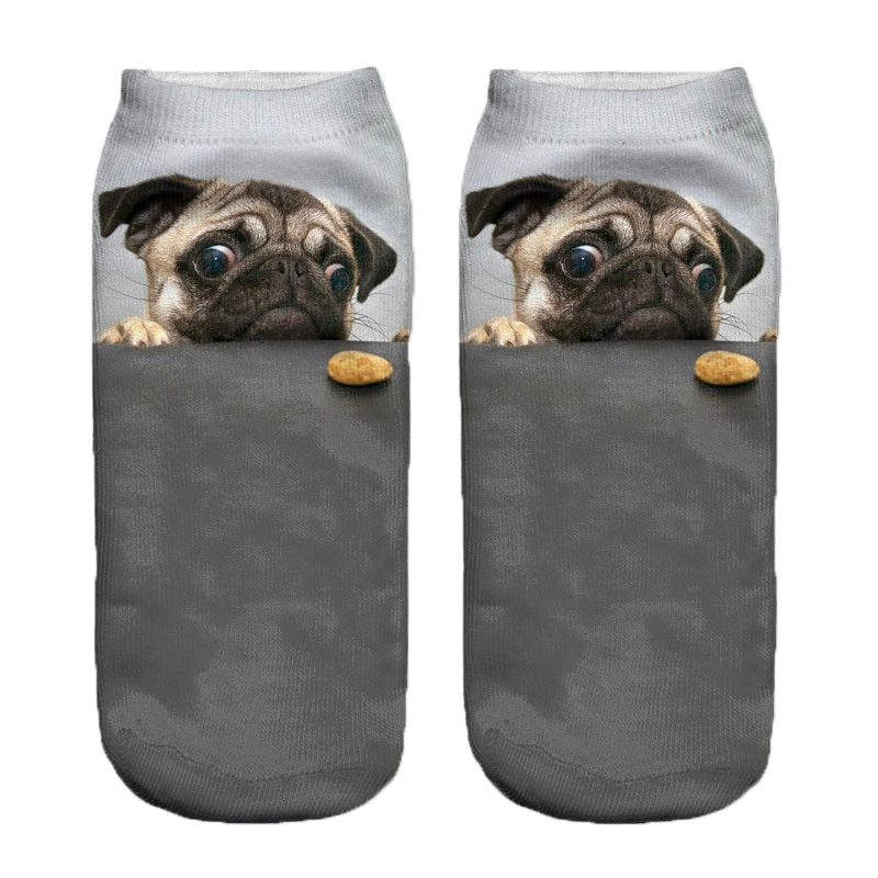 Zohra&prime;s New 3D Digital Print Boat Cute Japanese Adult Pug Print Socks