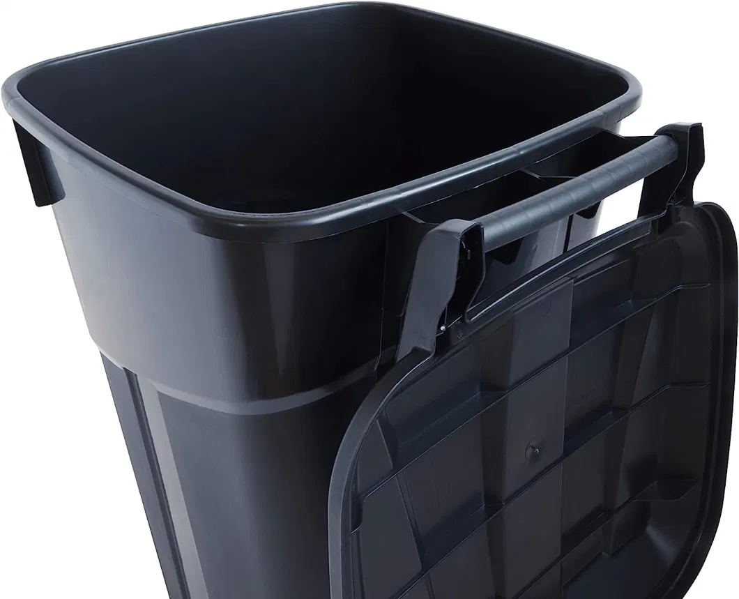 Attached Snap Lock Lid and Heavy-Duty Handles Wheeled Outdoor Garbage Can