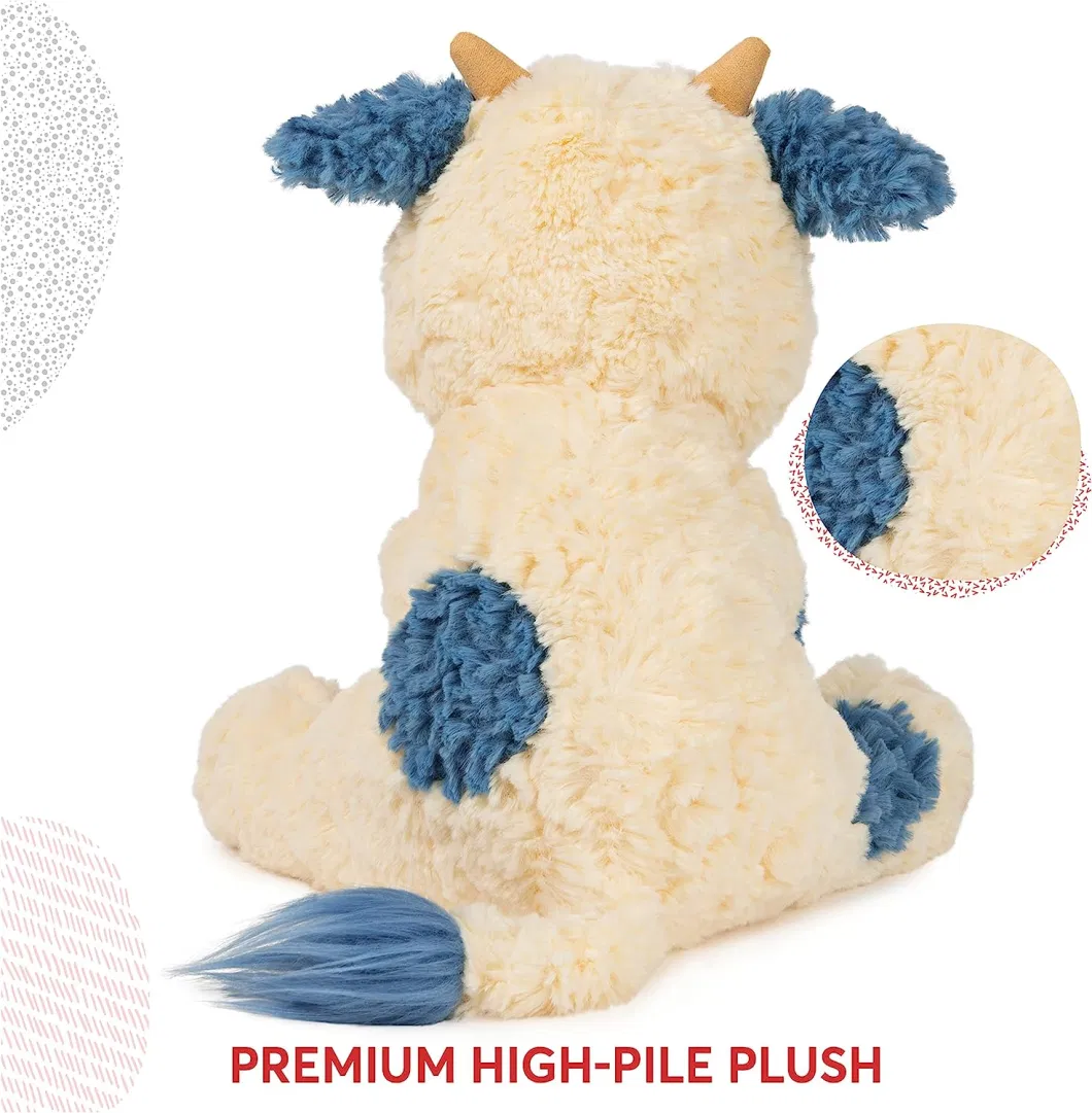 Children Collection Cow Stuffed Ages 1 up Cream Blue Animal Plush Toy