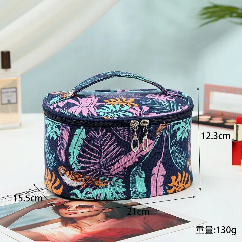 Makeup Bag Large Capacity Canvas Travel Leaf Printed Travel Portable Toiletry Bag