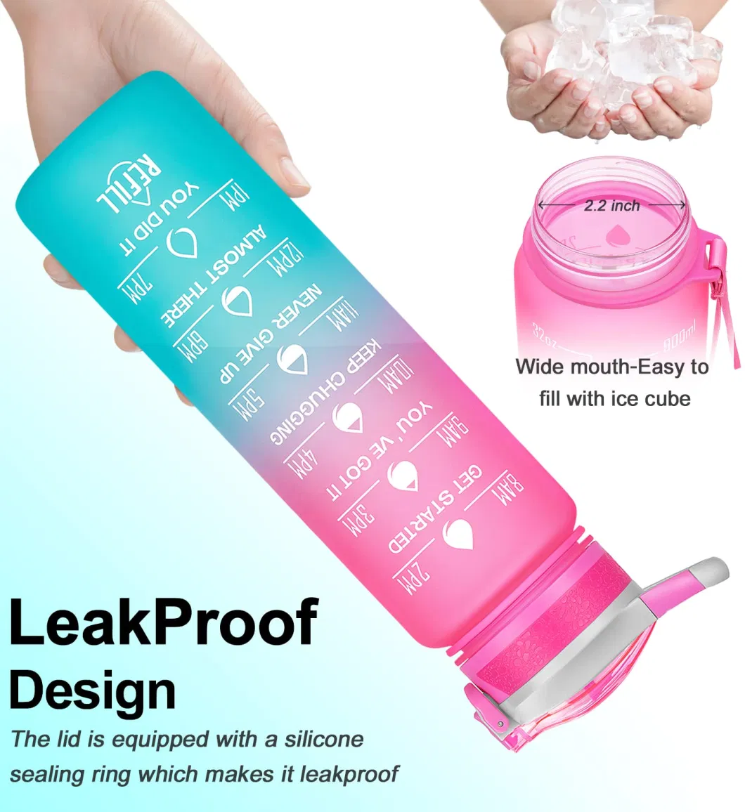 Hot Sale lip Top Durable BPA Free Leakproof Motivational Sports Water Bottle