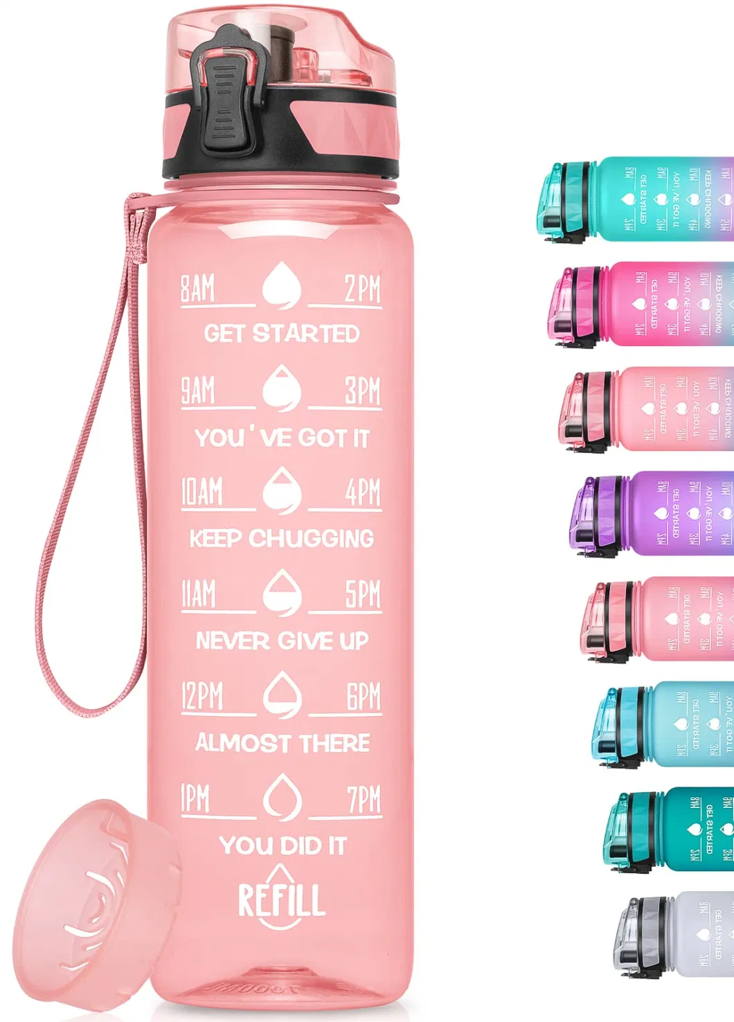 Hot Sale Motivational Time Marker Fruit Strainer Leak-Proof BPA Free Water Bottle