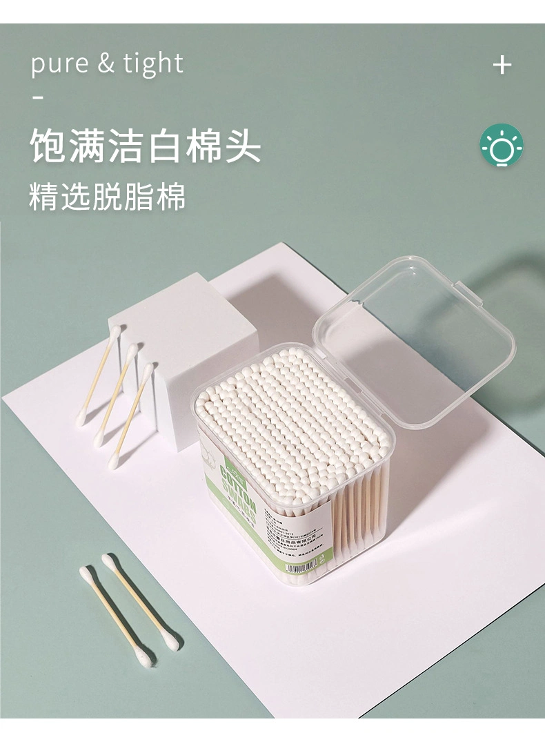 100 Bagged with Disposable Double-Head Cosmetic Cotton Swabs