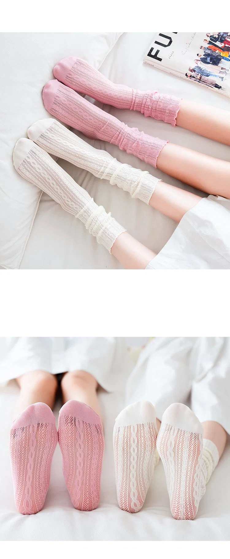 Custom High Quality Women Lace Korean College Style Japanese Ladies Cotton Socks