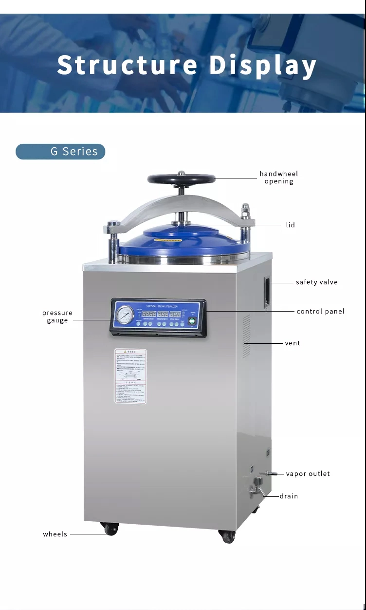 Medical Autoclave Vertical Steam Sterilizer with Digital Display and Touch Buttons