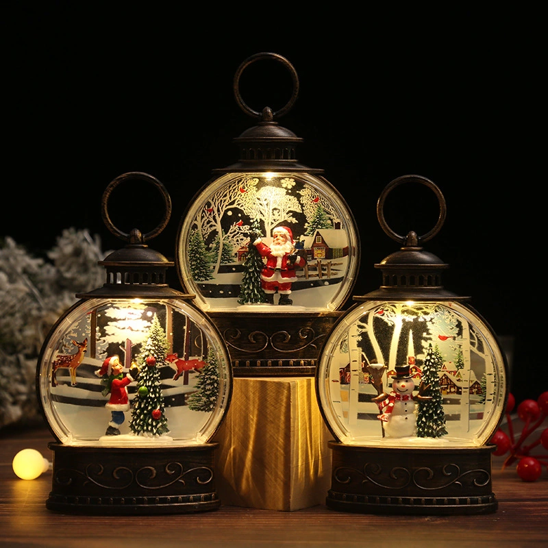 Christmas Decoration Wind Lantern Christmas Gift Accompanying Gift Santa Claus Water Injection Night Light Christmas Small Ornament