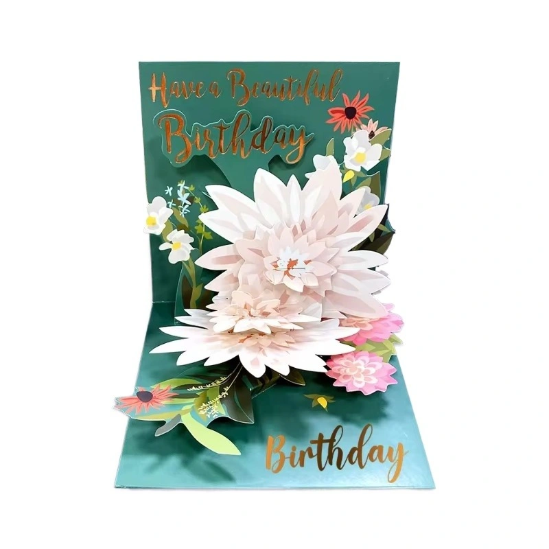 Hot Sale 3D Popup Lily Flower Birthday Mother&prime;s Day Thanksgiving Message Greeting Card