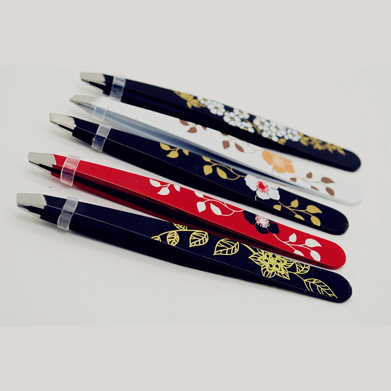 Stainless Steel Japanese Flower Silk Printing Eyebrow Clip