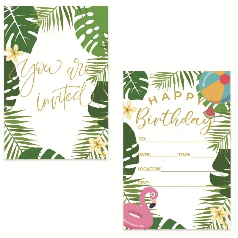 2024 Hawaiian Theme Summer Beach Party Invitation Happy Birthday Recyclable Greeting Card