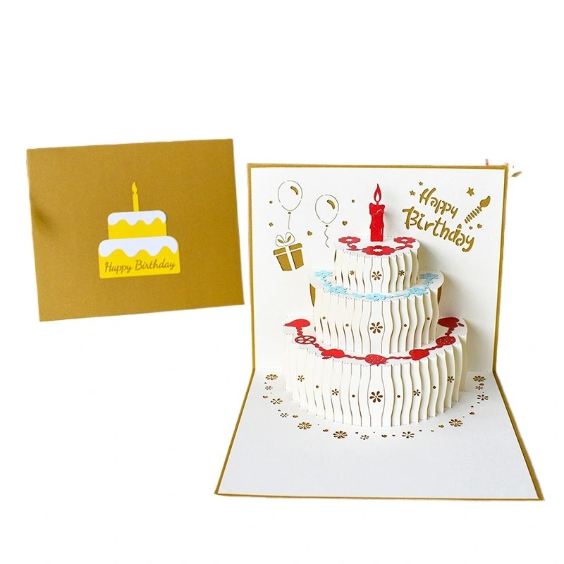 2024 New Style Custom Invitation Greeting Gift Envelope 3D Pop-up Happy Birthday Card