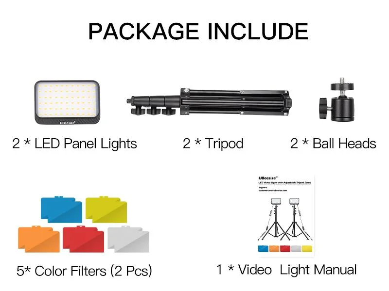 Dimmable Continuous Portable Photography Lighting LED Video Light Kit